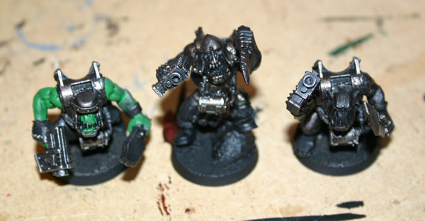 The boyz models were given a black undercoat (spray) and then touched up with a watered down Chaos Black paint. 