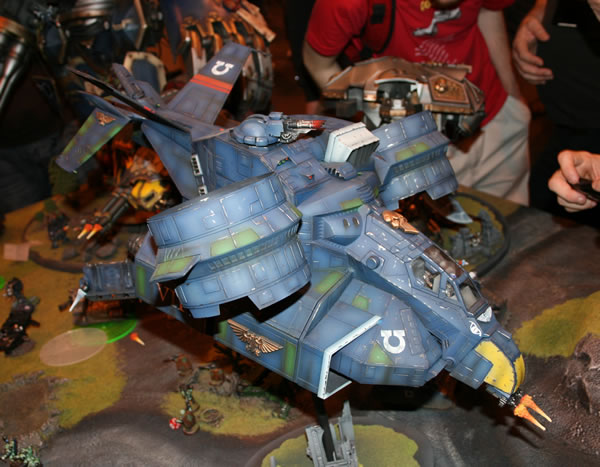 This is one interpretation of the Stormraven that was at GamesDay 2009 well before GW released their version in 2011. It is much bigger than the new plastic model.