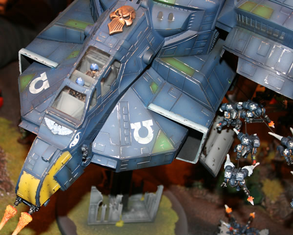 This is one interpretation of the Stormraven that was at GamesDay 2009 well before GW released their version in 2011. It is much bigger than the new plastic model.