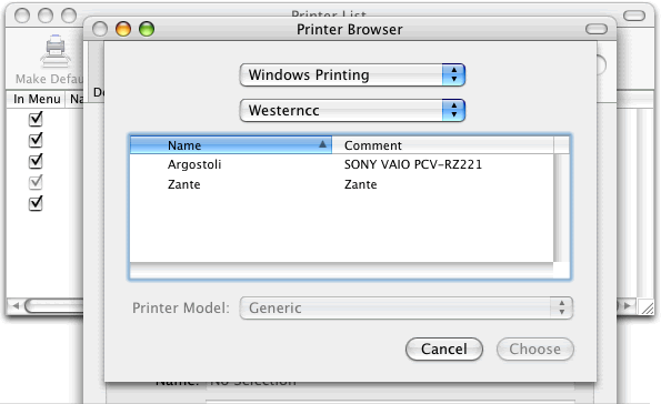 Windows Printers Dialogue