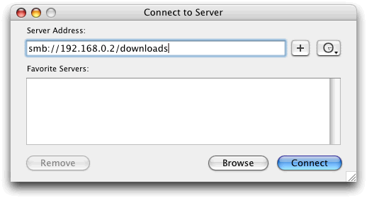 example smb://192.168.0.2/downloads