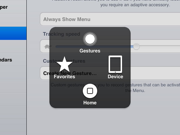 Tap the circle to bring up the AssistiveTouch menu.